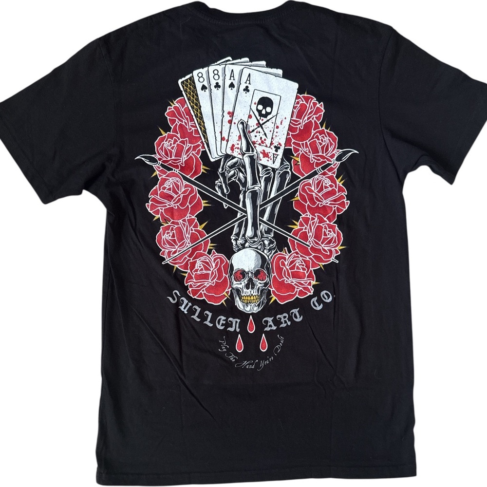 Men's Sullen Art Co Death Dealer Black Skulls Tattoo Biker Tee T-Shirt Med NWT - Picture 8 of 8
